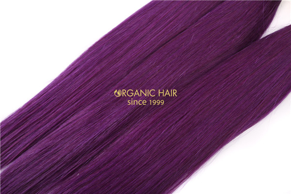 Purple color virgin remy human hair extensions